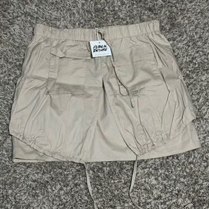 Public desire cargo pocket detail cotton poplin skirt in sand